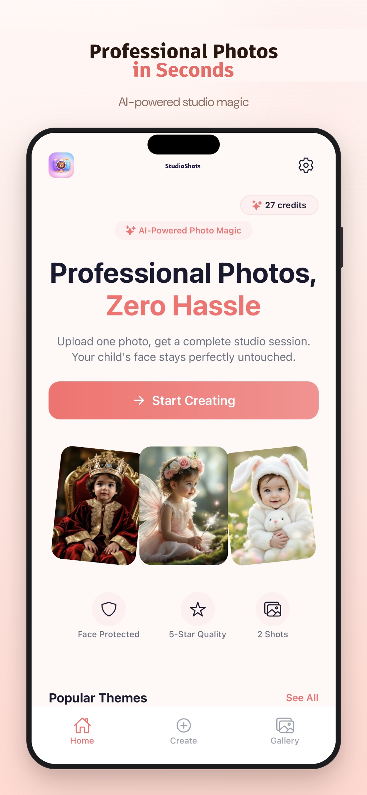 StudioShots app — AI-powered photo magic for families